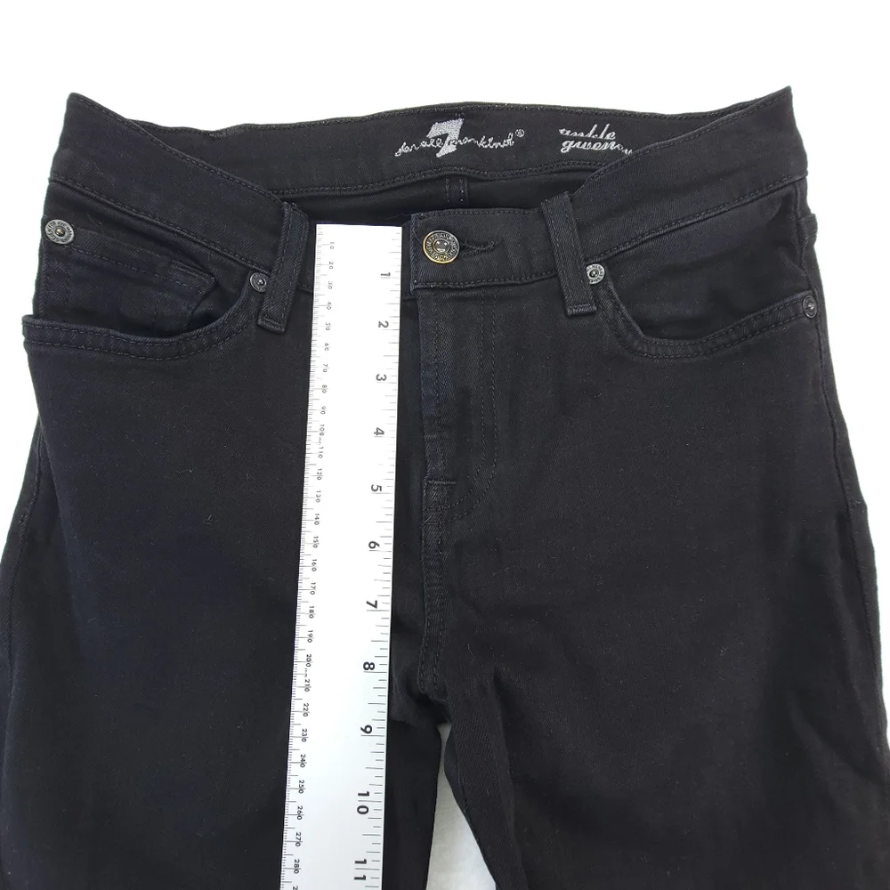 7 For All Mankind Womens Gwenevere Ankle Skinny Jeans Raw Hem Black Size 25 - Picture 7 of 10